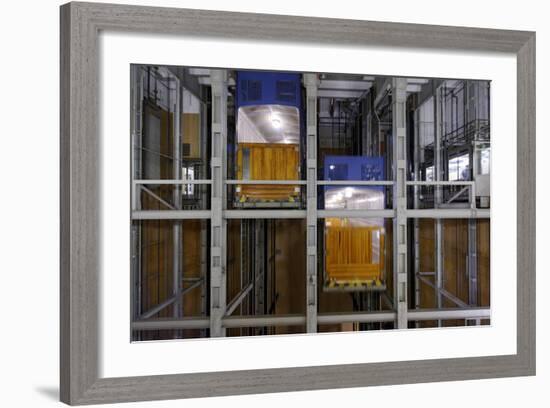 Old Elbe Tunnel, Car Lifts in Operation, St. Pauli LandungsbrŸcken, Hamburg, Germany-Axel Schmies-Framed Photographic Print