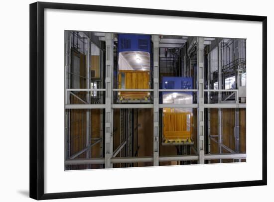 Old Elbe Tunnel, Car Lifts in Operation, St. Pauli LandungsbrŸcken, Hamburg, Germany-Axel Schmies-Framed Photographic Print