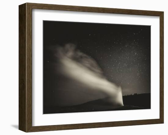 Old Faithful Geyer after Dark at Yellowstone National Park-Rebecca Gaal-Framed Photographic Print