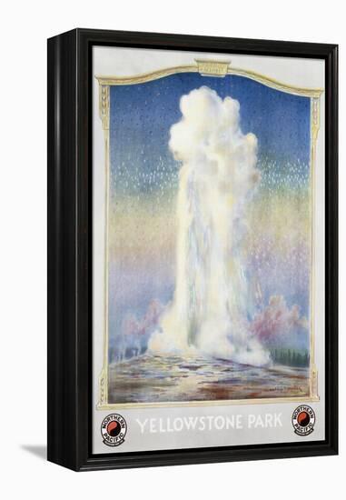 Old Faithful Geyser at Yellowstone Park Poster-null-Framed Premier Image Canvas