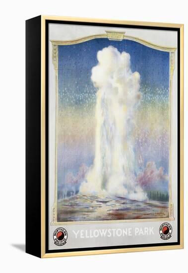 Old Faithful Geyser at Yellowstone Park Poster-null-Framed Premier Image Canvas