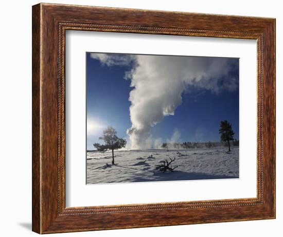 Old Faithful Geyser Erupting in Winter-W. Perry Conway-Framed Photographic Print