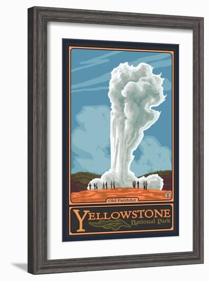 Old Faithful Geyser, Yellowstone National Park, Wyoming-Lantern Press-Framed Art Print