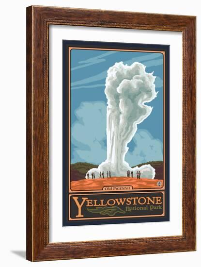 Old Faithful Geyser, Yellowstone National Park, Wyoming-Lantern Press-Framed Art Print