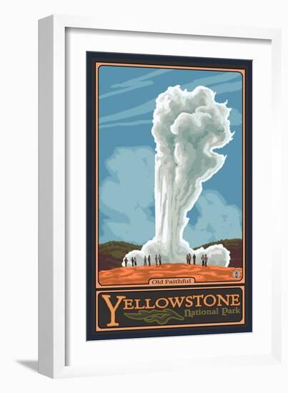 Old Faithful Geyser, Yellowstone National Park, Wyoming-Lantern Press-Framed Art Print