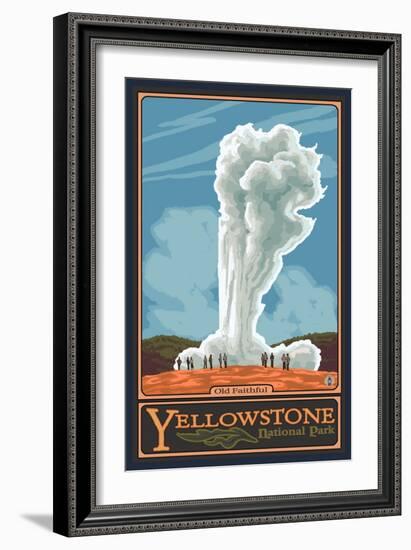 Old Faithful Geyser, Yellowstone National Park, Wyoming-Lantern Press-Framed Art Print