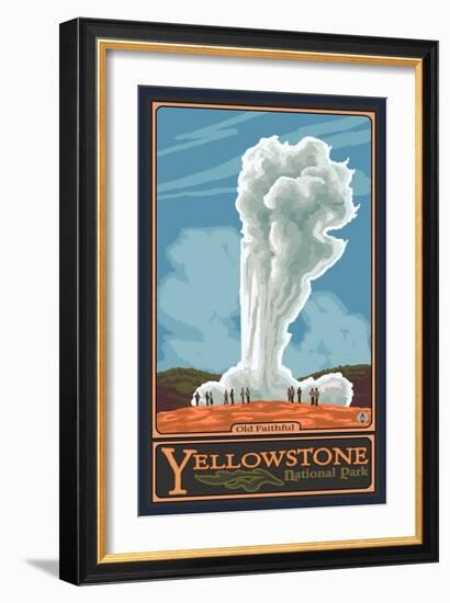 Old Faithful Geyser, Yellowstone National Park, Wyoming-Lantern Press-Framed Art Print