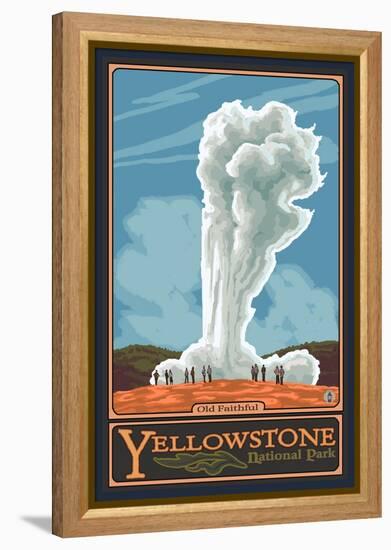 Old Faithful Geyser, Yellowstone National Park, Wyoming-Lantern Press-Framed Stretched Canvas