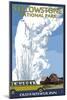 Old Faithful Lodge and Bus - Yellowstone National Park-Lantern Press-Mounted Art Print