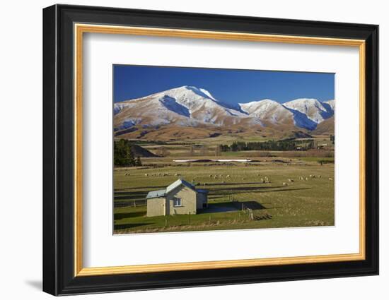 Old Farm Buildings and Kakanui Mountains, Maniototo, Central Otago, South Island, New Zealand-David Wall-Framed Photographic Print