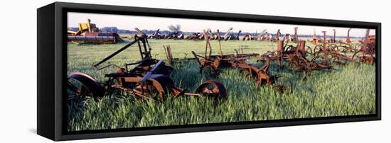 Old Farm Equipment in a Field, Kansas, USA-null-Framed Stretched Canvas