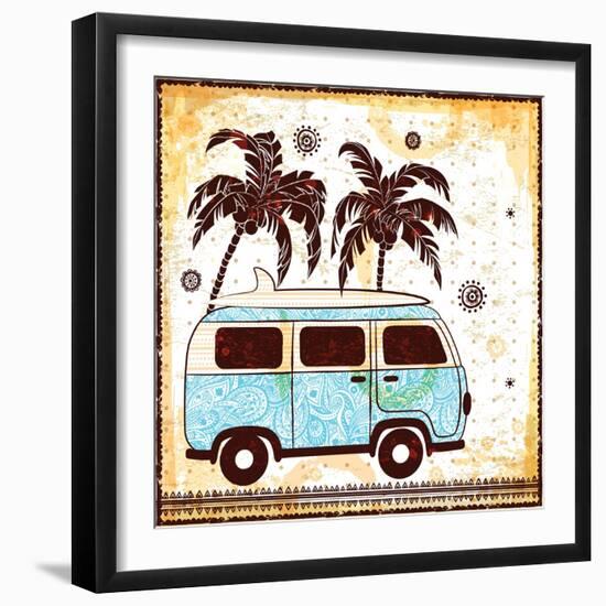 Old Fashion Car Illustration-transiastock-Framed Art Print