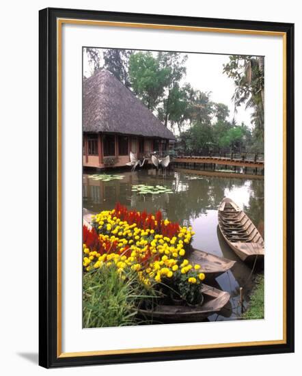 Old-Fashioned Boats with Traditional Flowers, Mekong Delta, Vietnam-Bill Bachmann-Framed Photographic Print