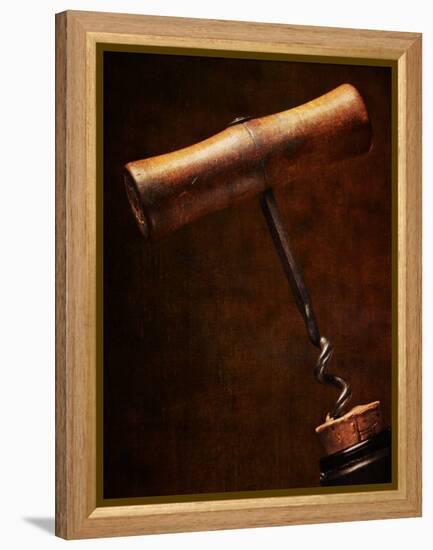 Old-Fashioned Corkscrew Uncorking Bottle-Steve Lupton-Framed Premier Image Canvas