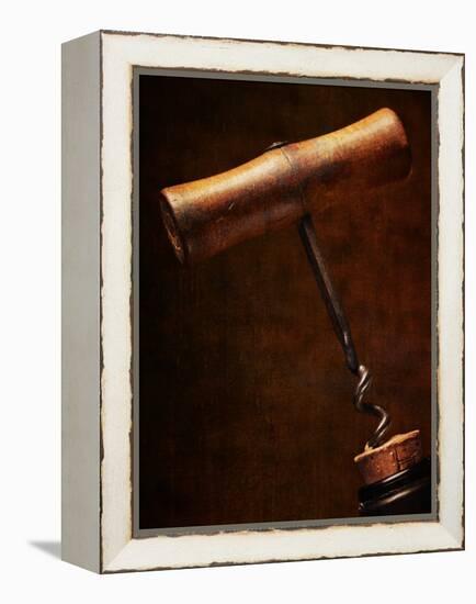 Old-Fashioned Corkscrew Uncorking Bottle-Steve Lupton-Framed Premier Image Canvas