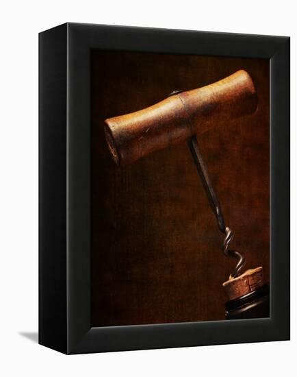 Old-Fashioned Corkscrew Uncorking Bottle-Steve Lupton-Framed Premier Image Canvas