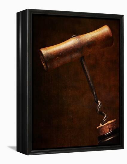 Old-Fashioned Corkscrew Uncorking Bottle-Steve Lupton-Framed Premier Image Canvas