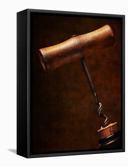 Old-Fashioned Corkscrew Uncorking Bottle-Steve Lupton-Framed Premier Image Canvas