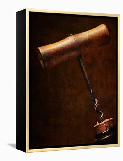 Old-Fashioned Corkscrew Uncorking Bottle-Steve Lupton-Framed Premier Image Canvas