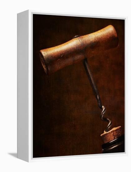 Old-Fashioned Corkscrew Uncorking Bottle-Steve Lupton-Framed Premier Image Canvas