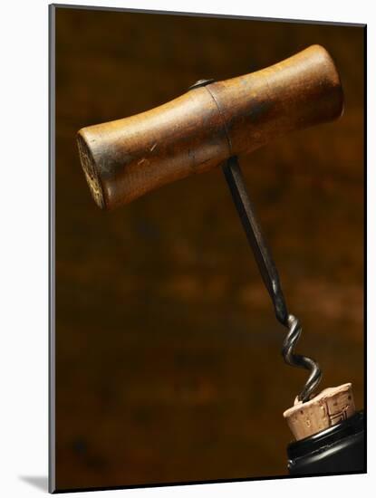 Old-Fashioned Corkscrew Uncorking Bottle-Steve Lupton-Mounted Photographic Print