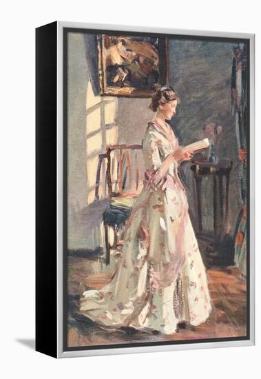 Old Fashioned Lady Reading-null-Framed Stretched Canvas