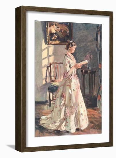 Old Fashioned Lady Reading-null-Framed Art Print