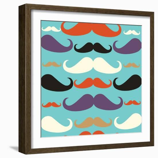 Old Fashioned Mustache Pattern-cienpies-Framed Art Print