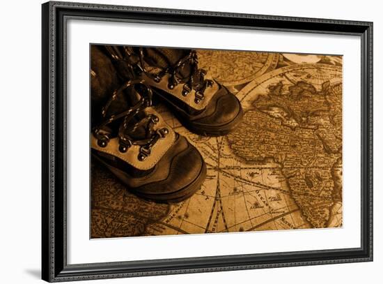 Old Fashioned Objects On The Vintage Map-prometeus-Framed Premium Giclee Print