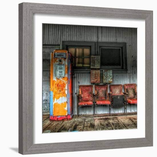 Old Fashioned Petrol Station in America-Florian Raymann-Framed Photographic Print