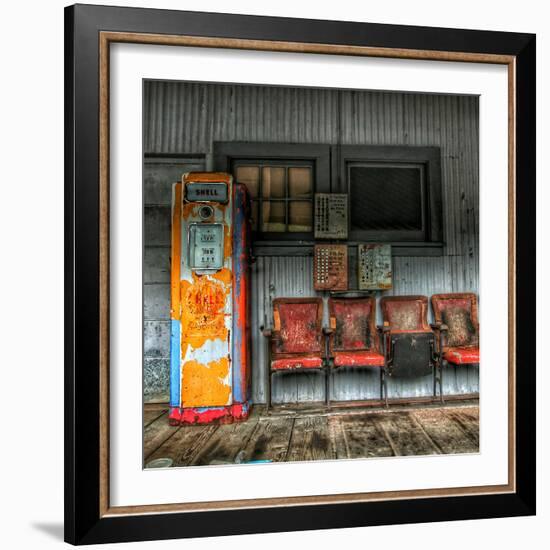 Old Fashioned Petrol Station in America-Florian Raymann-Framed Photographic Print