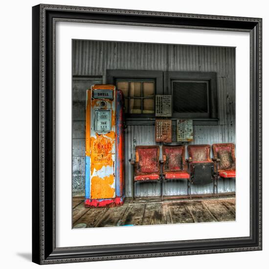 Old Fashioned Petrol Station in America-Florian Raymann-Framed Photographic Print