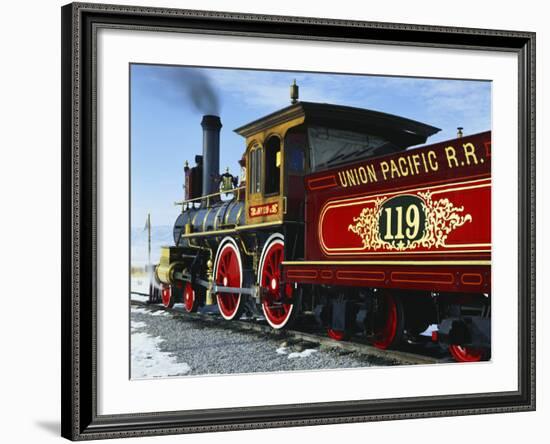 Old Fashioned Steam Train at Golden Spike National Historic Site, Great Basin, Utah-Scott T^ Smith-Framed Photographic Print