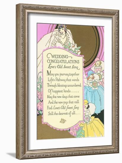 Old Fashioned Wedding Congratulations-null-Framed Art Print