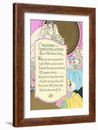 Old Fashioned Wedding Congratulations-null-Framed Art Print