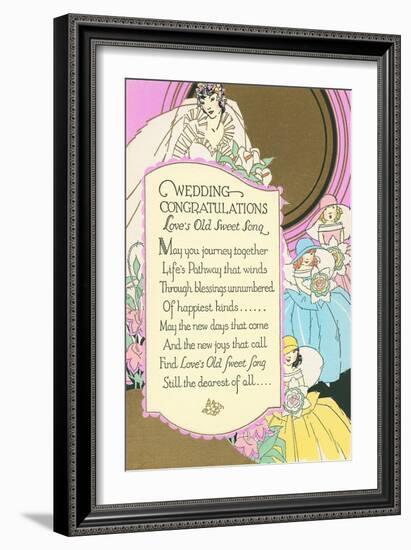 Old Fashioned Wedding Congratulations-null-Framed Art Print