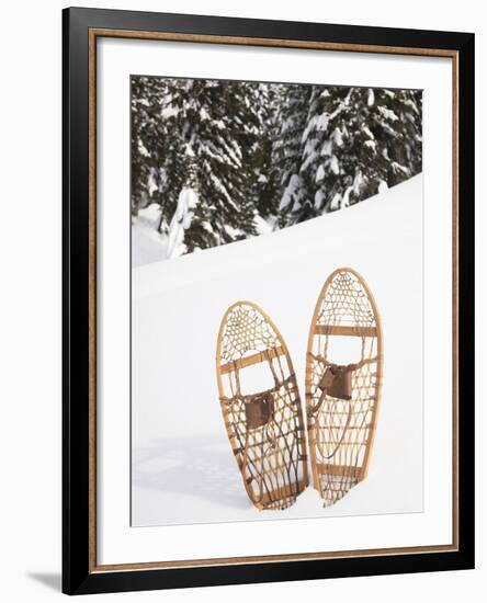 Old-Fashioned Wood Snowshoes in Snow, Crystal Mountain, Washington, Usa-Merrill Images-Framed Photographic Print