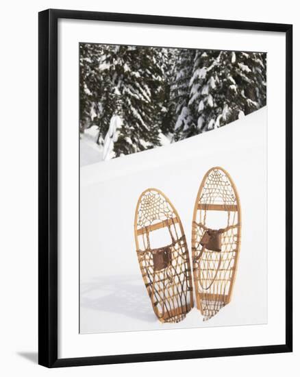 Old-Fashioned Wood Snowshoes in Snow, Crystal Mountain, Washington, Usa-Merrill Images-Framed Photographic Print
