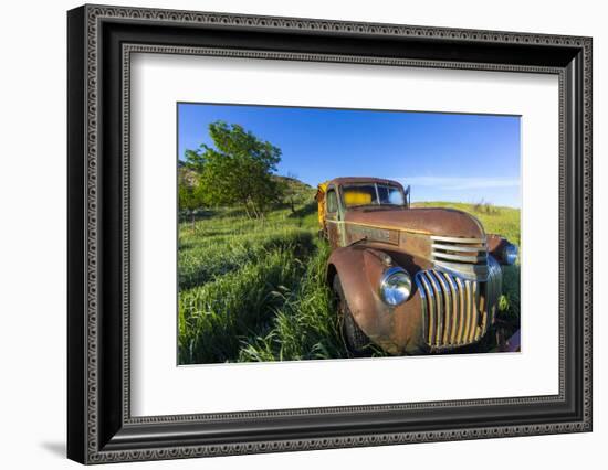 Old Feed Truck Near Medora, North Dakota, Usa-Chuck Haney-Framed Photographic Print