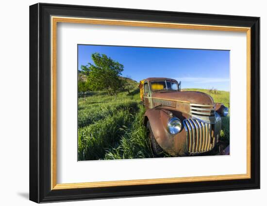 Old Feed Truck Near Medora, North Dakota, Usa-Chuck Haney-Framed Photographic Print