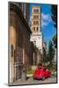 Old Fiat 500 car parked with Basilica dei Santi Bonifacio ed Alessio in the background, Rome, Lazio-Stefano Politi Markovina-Mounted Photographic Print