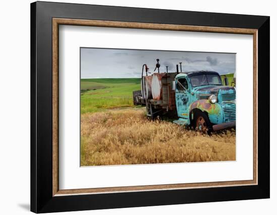 Old Field Fuel Truck with Multi Color Paint-null-Framed Photographic Print