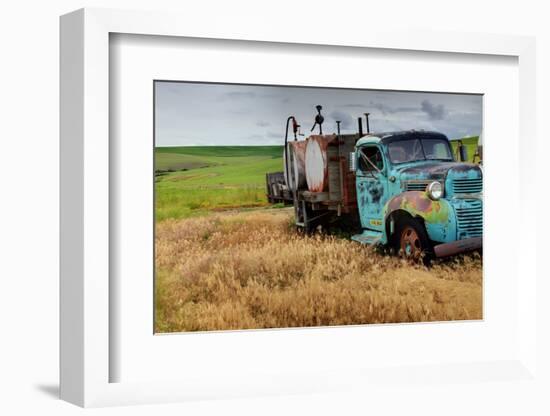 Old Field Fuel Truck with Multi Color Paint-null-Framed Photographic Print