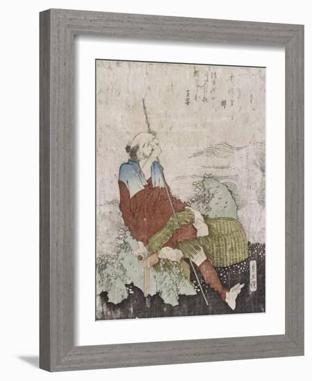 Old Fisherman Smoking His Pipe, C.1835-Katsushika Hokusai-Framed Giclee Print
