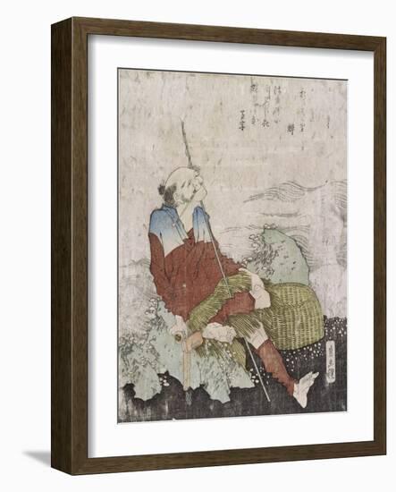 Old Fisherman Smoking His Pipe, C.1835-Katsushika Hokusai-Framed Giclee Print