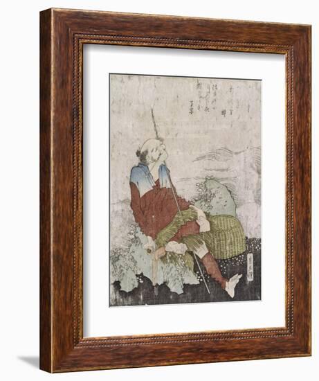 Old Fisherman Smoking His Pipe, C.1835-Katsushika Hokusai-Framed Giclee Print