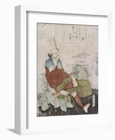 Old Fisherman Smoking His Pipe, C.1835-Katsushika Hokusai-Framed Giclee Print