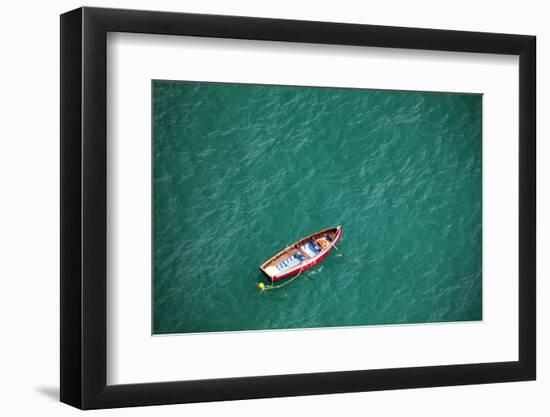 Old Fishing Boat at Anchor in Bay.-Terry Eggers-Framed Photographic Print