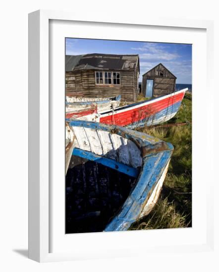 Old Fishing Boats and Delapidated Fishermens Huts, Beadnell, Northumberland, United Kingdom-Lee Frost-Framed Photographic Print