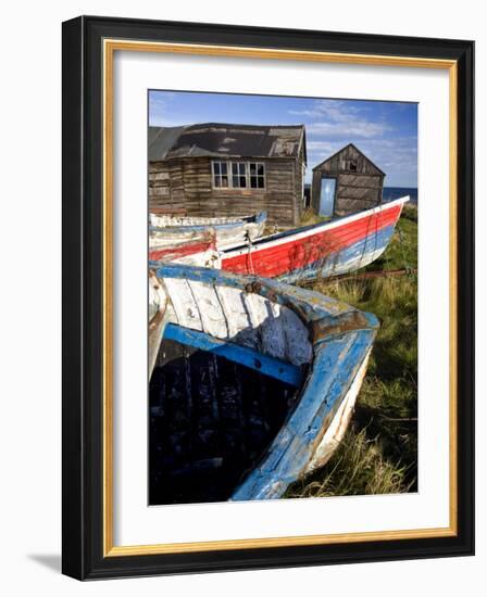 Old Fishing Boats and Delapidated Fishermens Huts, Beadnell, Northumberland, United Kingdom-Lee Frost-Framed Photographic Print